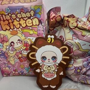 Kawaii Liilas Chocolate Hug Roll Chef Kitten - bag charm or key chain